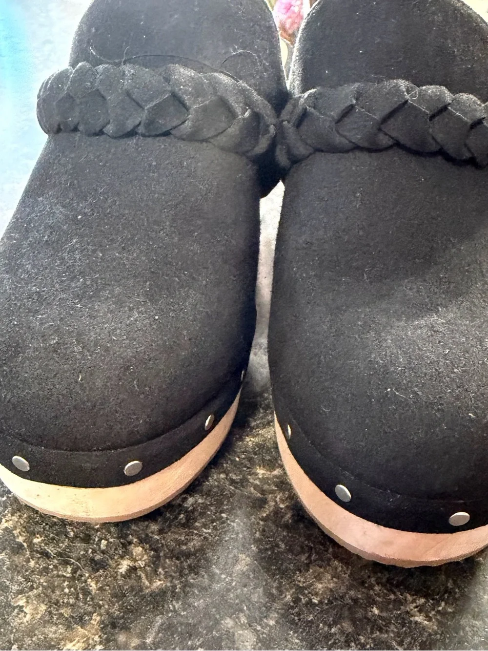 J. Crew Black Braided-Trim Mule Clogs
